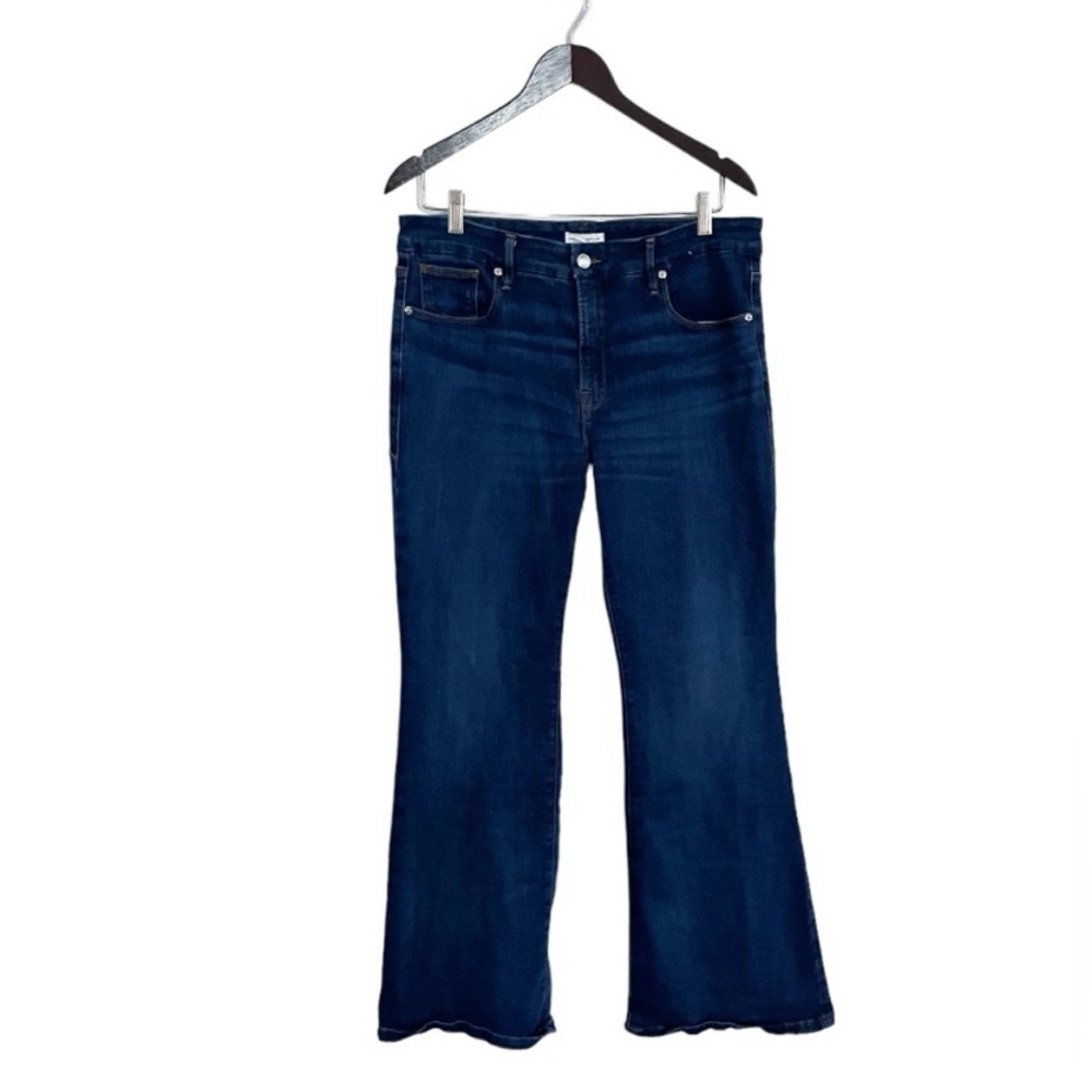 Good American Good Legs Flare Jeans High Rise Medium Wash BLUE004 Size 14/32